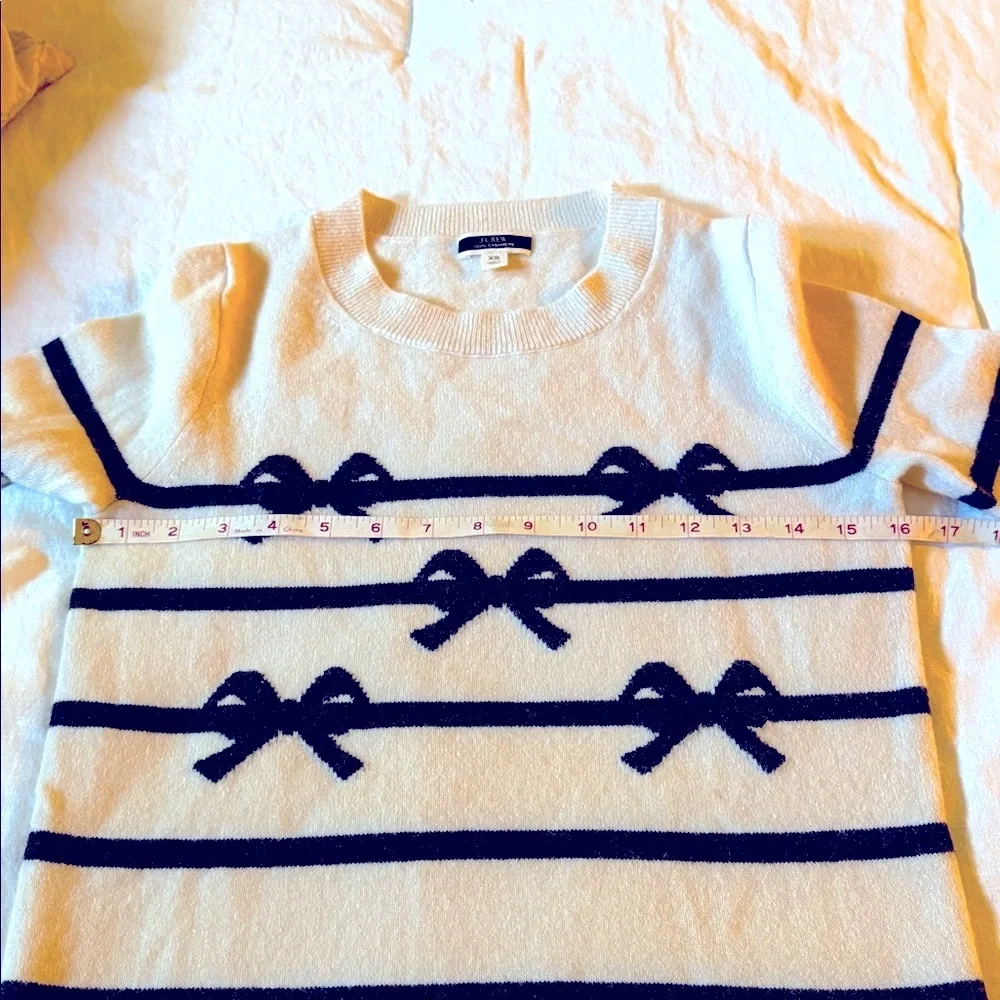 J.Crew cashmere sweater with stripe/bow pattern